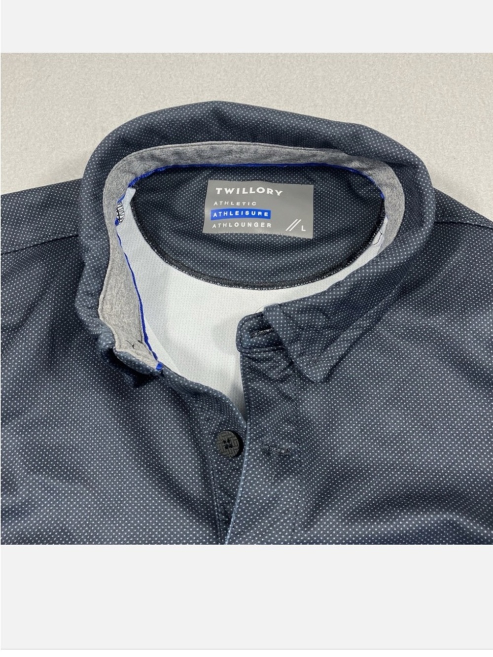 Twillory Men’s Navy Dotted polo long sleeve